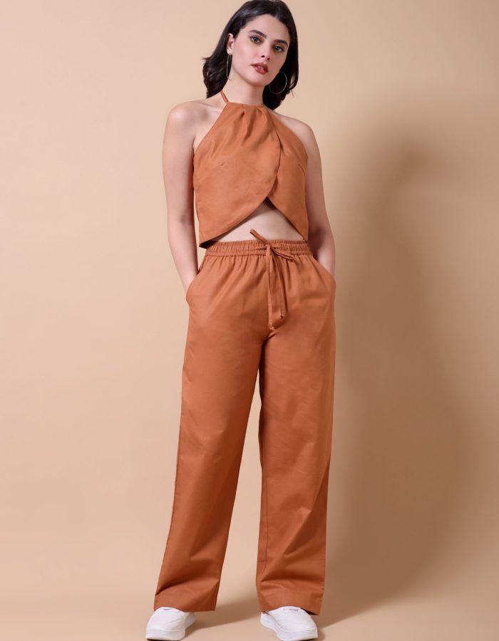 Linen Halter Co-ord Set | Orange