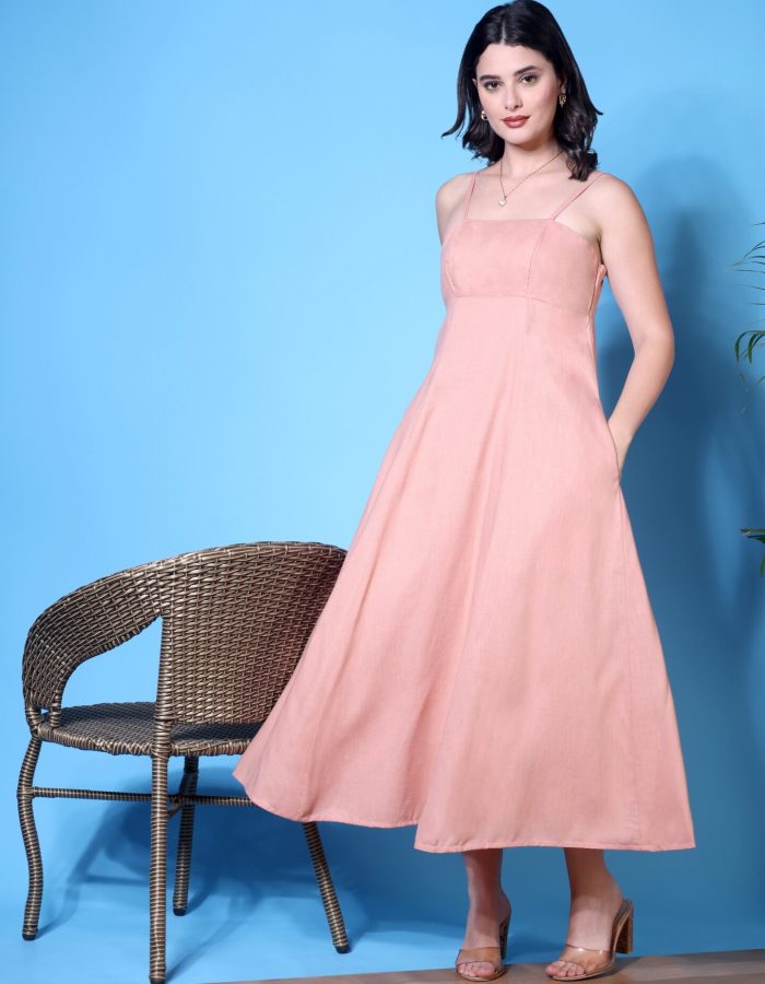 Strappy Midi Dress | Pink