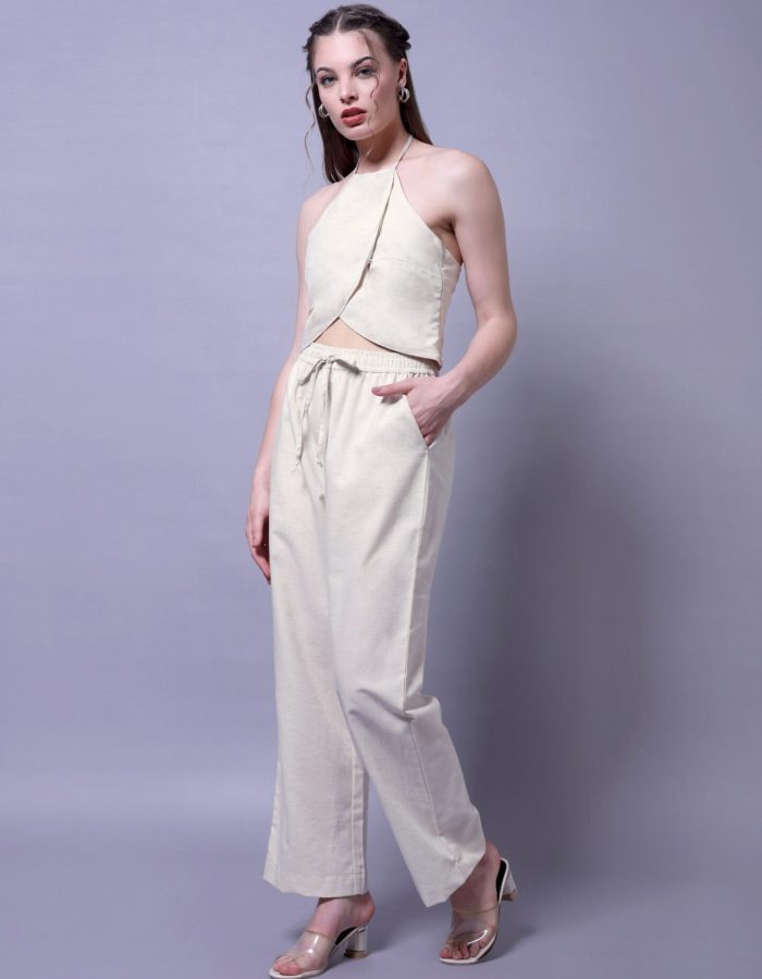 Linen Halter Co-ord Set | Off White