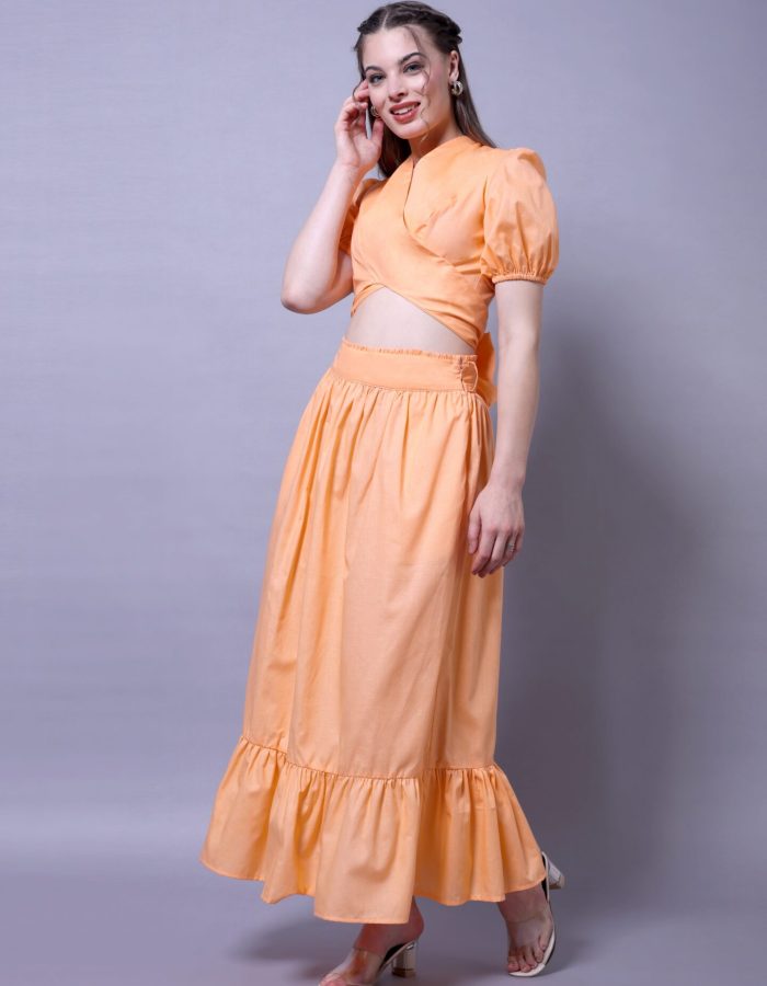 Gathered Maxi Co-ord Set | Orange