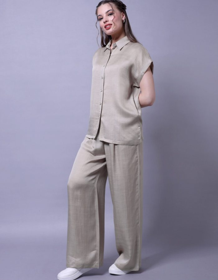 Relaxed Crape Co-ord Set | Grey