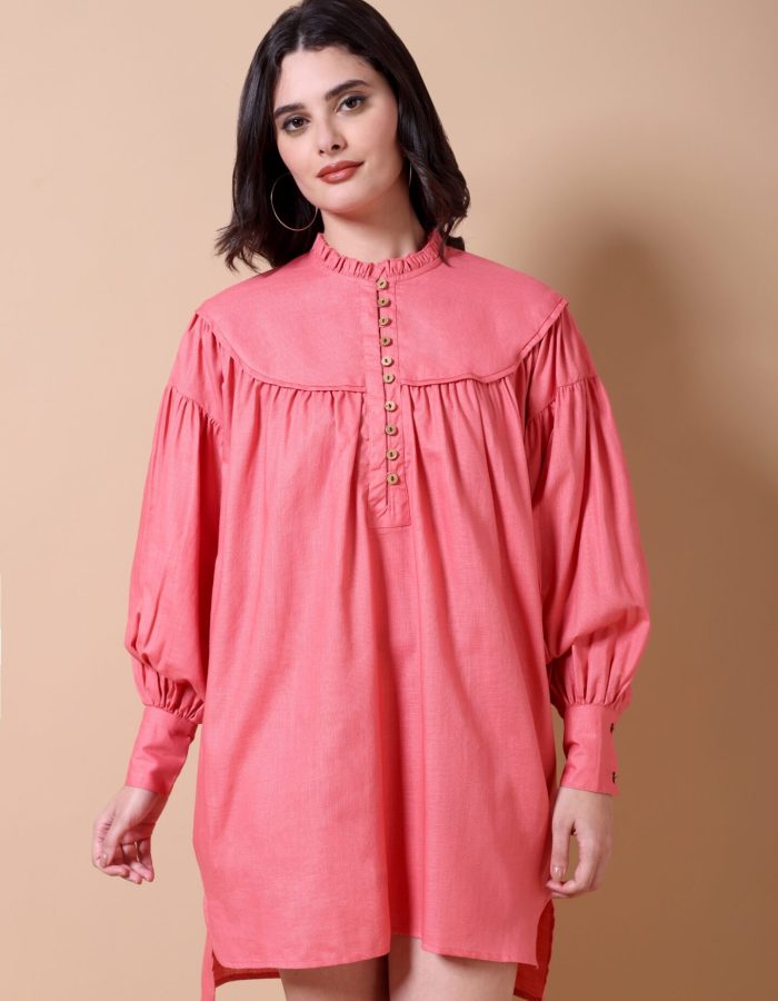 Balloon Sleeve Mini Dress | Pink