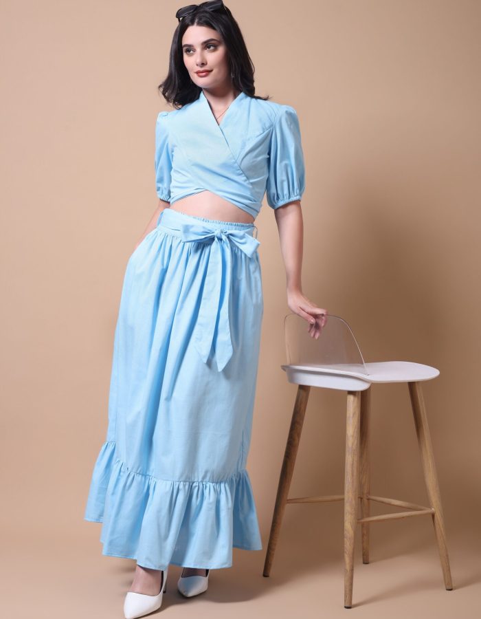 Gathered Maxi Co-ord Set | Sky Blue