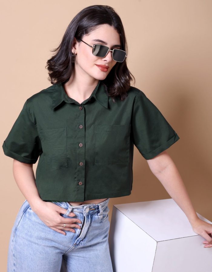 Cropped Pocket Shirt | Green