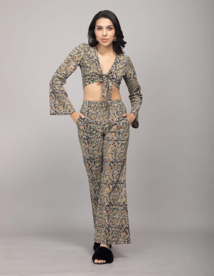 Boho Bloom Printed Co-ord Set | Blue