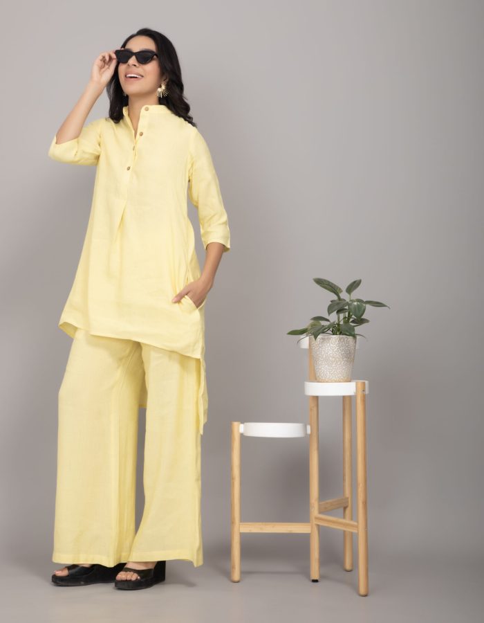 Long Pure Linen Co-ord Set | Yellow