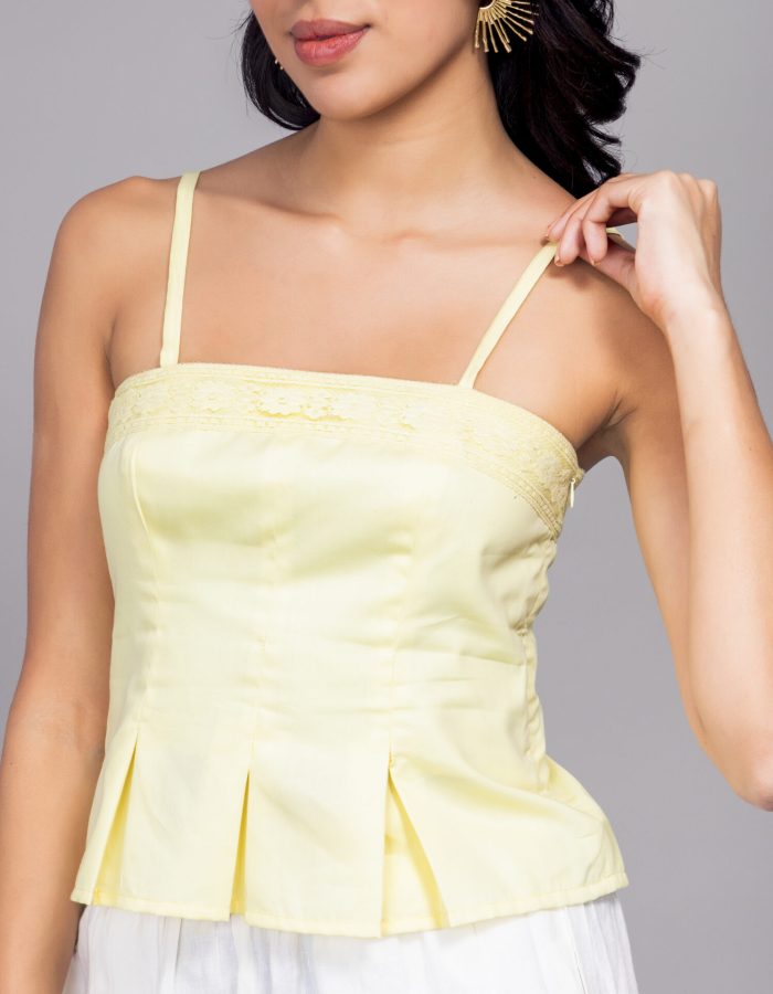 Cortina Pleated Top | Lemon